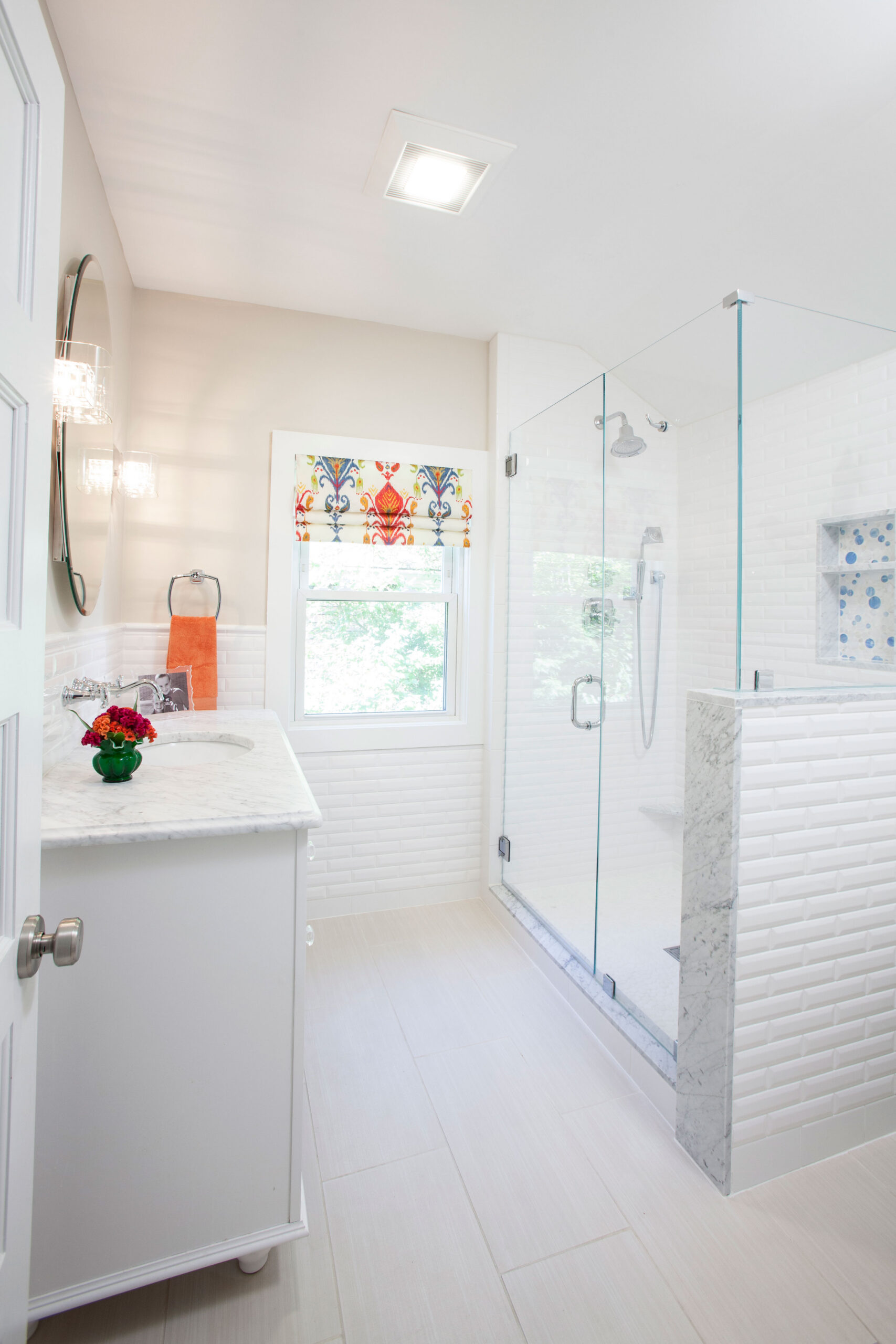White Bathroom Remodel Designed & Built by Marlene & Co