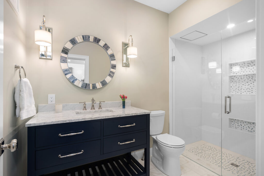 Custom Vanity in a Bathroom Remodel by Marlene & Co