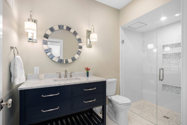 Custom Vanity in a Bathroom Remodel by Marlene & Co