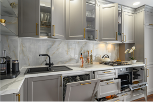 Cabinet doors in a kitchen remodel designed by Marlene & Co